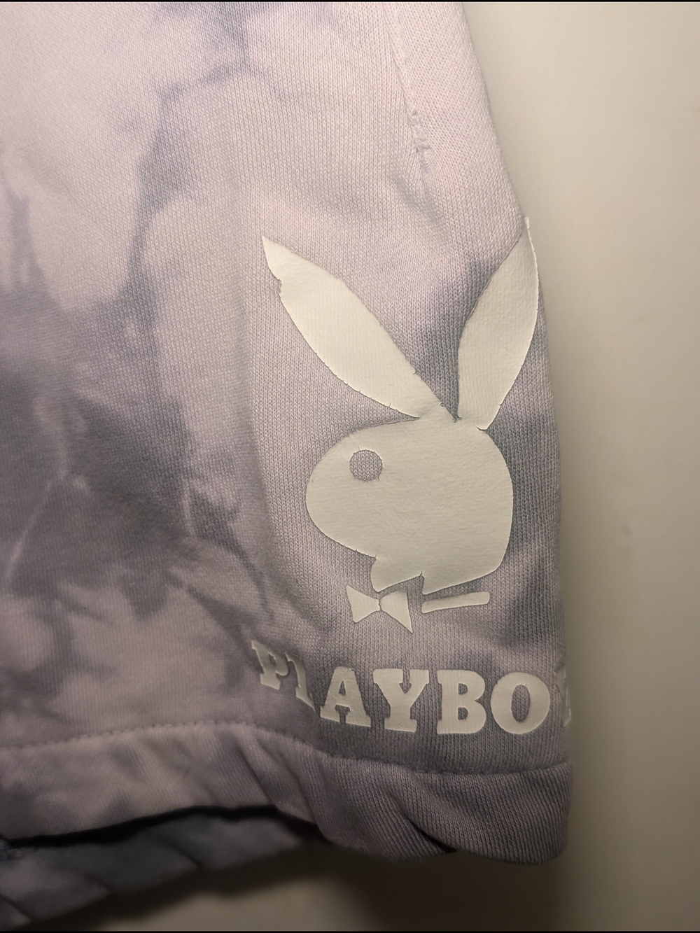 PLAYBOY Men's Y2K Style Tie-Dye Lavender & Gray Athletic Shorts - Picture 3 of 8